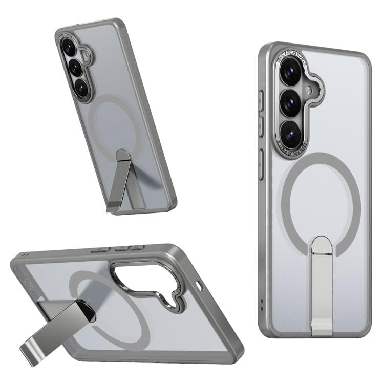 For Samsung Galaxy S26 5G Star Shine Series TPU + PC MagSafe Phone Case with Fold Holder(Grey) - Immagine 1