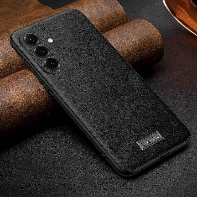 For Samsung Galaxy S26 5G SULADA Shockproof TPU Hybrid Handmade Leather Precise Hole Phone Case(Black) - Immagine 1