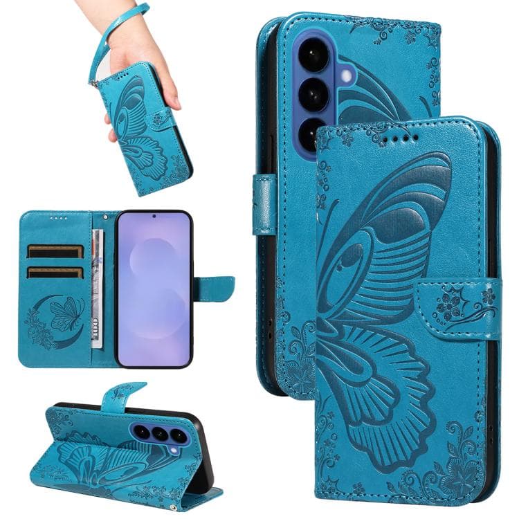 For Samsung Galaxy S26 5G Swallowtail Butterfly Embossed Leather Phone Case(Blue) - Immagine 1