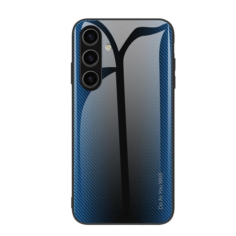 Custodia per telefono Samsung Galaxy S26 5G in vetro texture gradient e TPU (Blu) - Immagine 1
