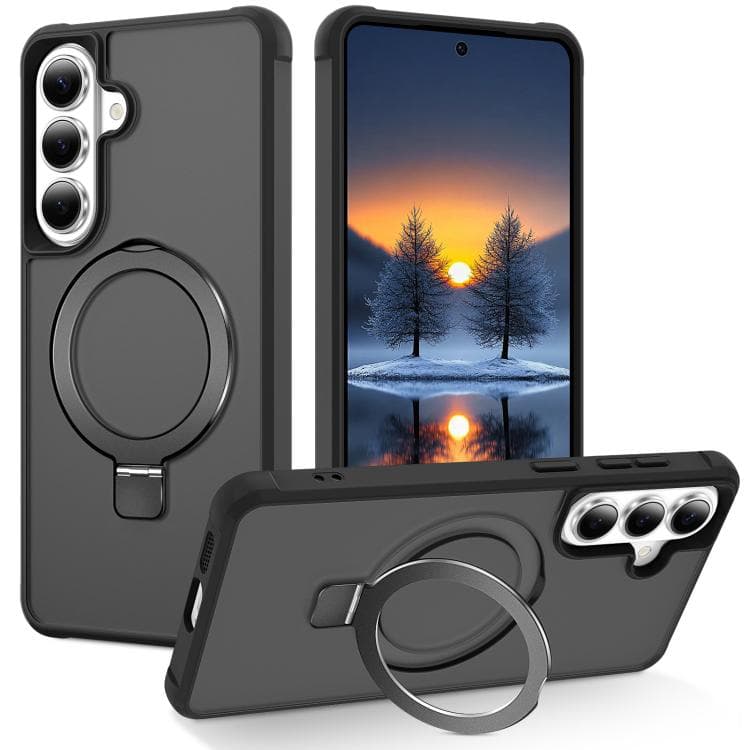 For Samsung Galaxy S26 5G TPU+PC MagSafe Magnetic Holder Phone Case(Black) - Immagine 1