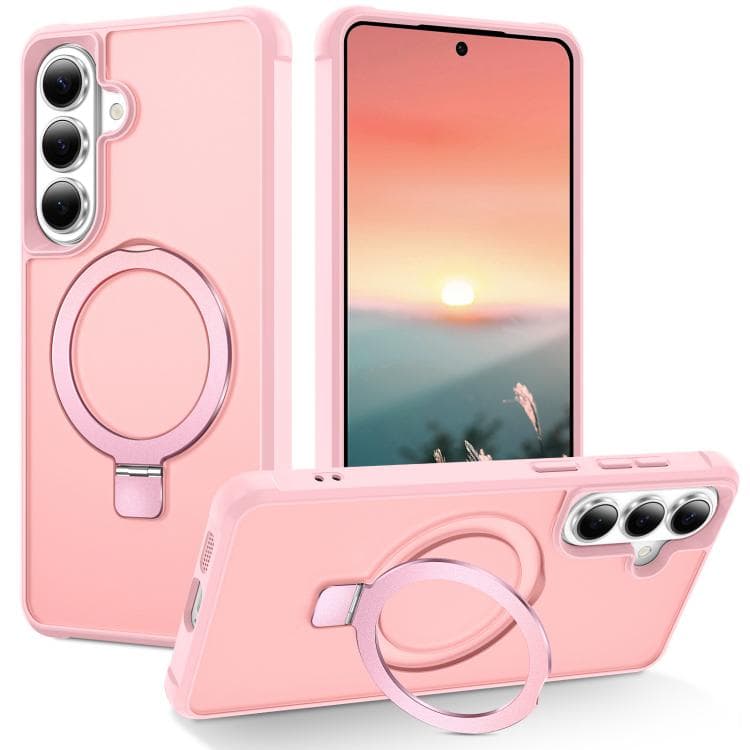For Samsung Galaxy S26 5G TPU+PC MagSafe Magnetic Holder Phone Case(Pink) - Immagine 1