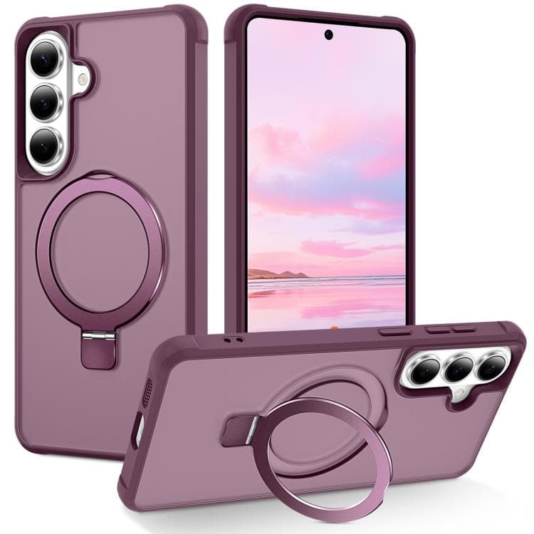 For Samsung Galaxy S26 5G TPU+PC MagSafe Magnetic Holder Phone Case(Wine Red) - Immagine 1