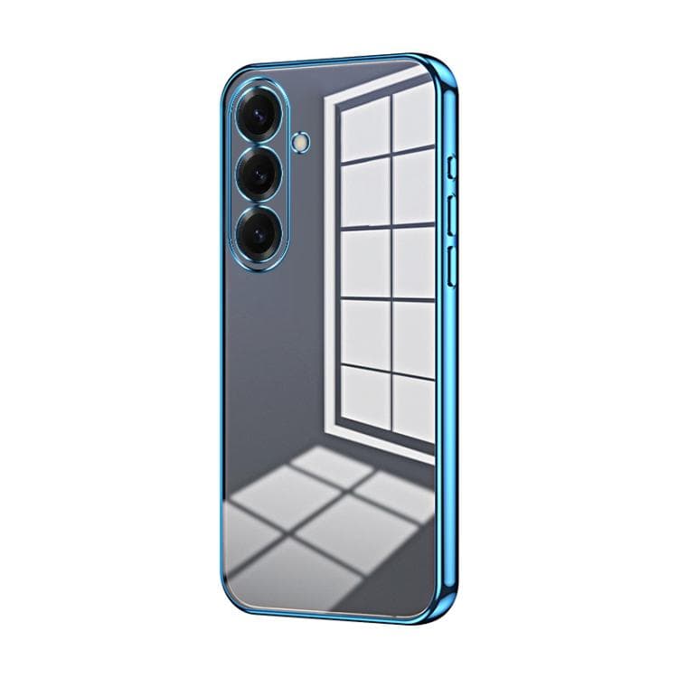For Samsung Galaxy S26 5G Transparent Plating Fine Hole Phone Case(Blue) - Immagine 1