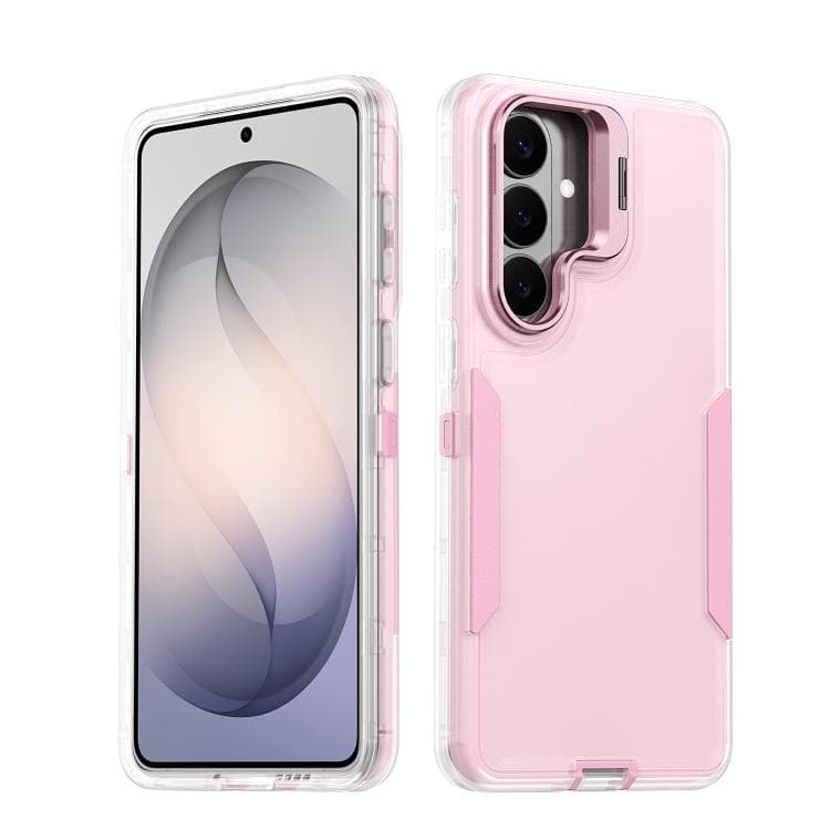 For Samsung Galaxy S26 5G Traveler Lens Frame Holder Phone Case(Semi-transparent Pink) - Immagine 1