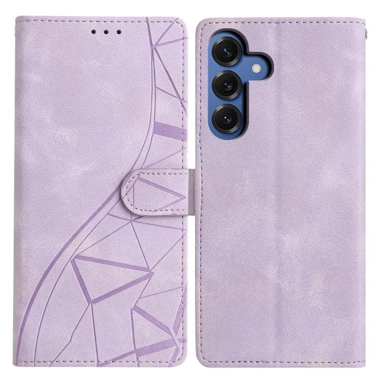 For Samsung Galaxy S26 5G Triangles Embossed Leather Phone Case(Purple) - Immagine 1