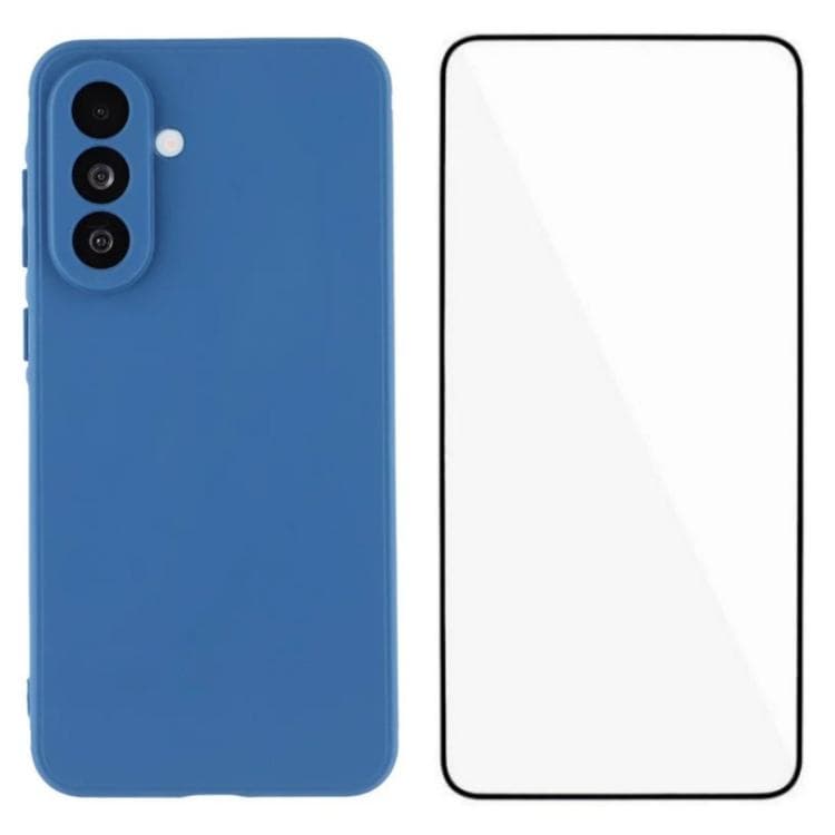For Samsung Galaxy S26 5G WANLONFENG Square Edge Soft TPU Phone Case with Screen Protector(Blue) - Immagine 1