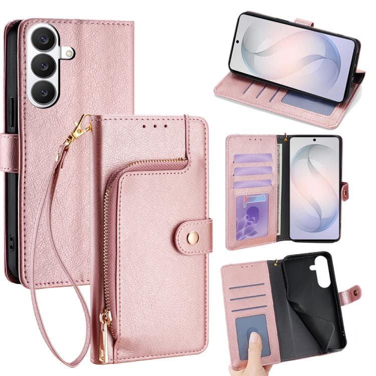 For Samsung Galaxy S26 5G Zipper Bag Leather Phone Case(Rose Gold) - Immagine 1