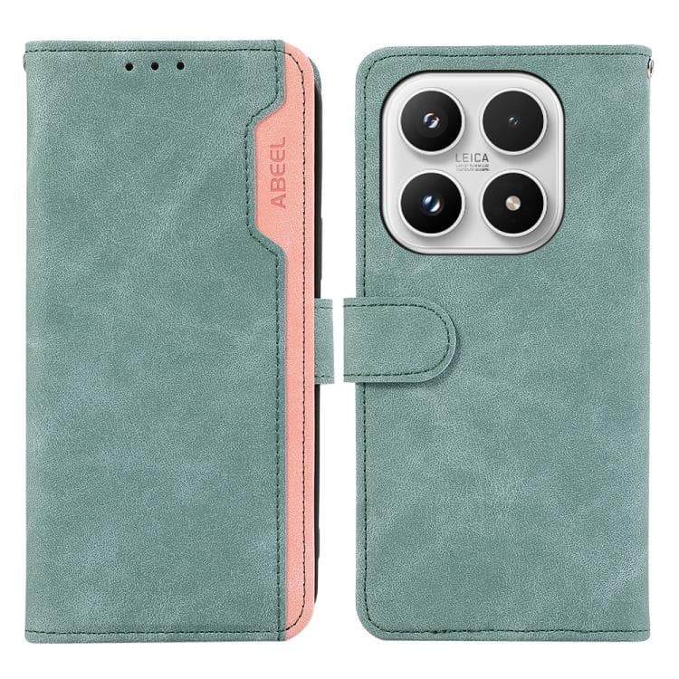 For Xiaomi 17 ABEEL Color Block Magnetic RFID Leather Phone Case(Cyan-Pink) - Immagine 1