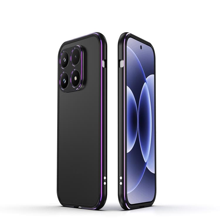 For Xiaomi 17 Aurora Series Lens Protector + Metal Frame Phone Case(Black Purple) - Immagine 1
