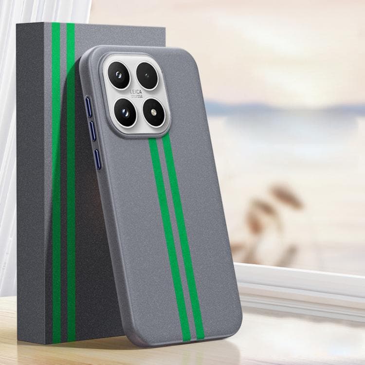For Xiaomi 17 Boundless Rock Sand Starting Line Series Contrast Color Magnetic Phone Case(Gray) - Immagine 1