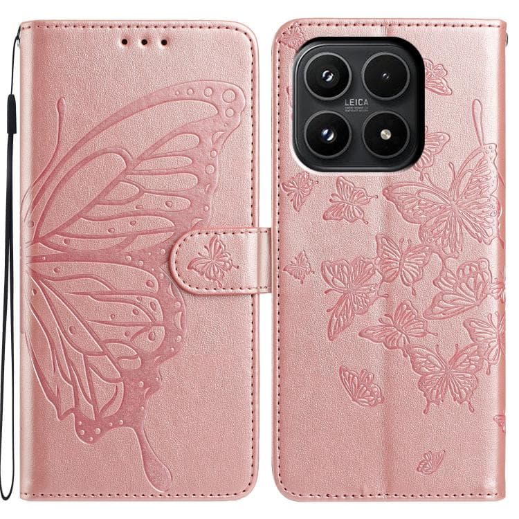 For Xiaomi 17 Butterfly Flutter Pattern Embossed Leather Phone Case(Rose Gold) - Immagine 1