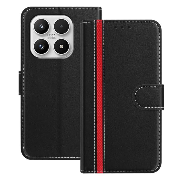 For Xiaomi 17 Color Block Card Slots Vegan Leather Phone Case(Black) - Immagine 1