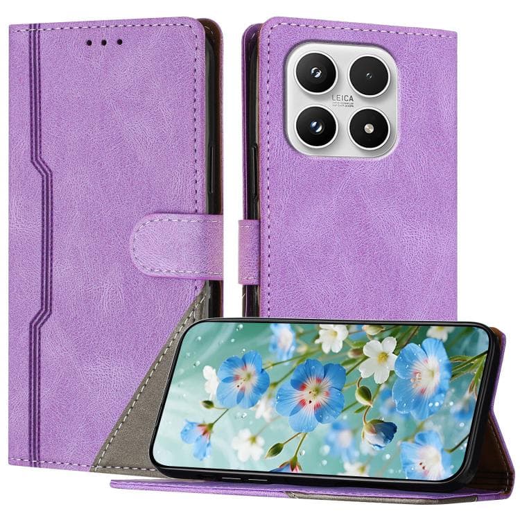 For Xiaomi 17 Color Matching Buckle Clasp Vegan Leather Phone Case(Purple) - Immagine 1