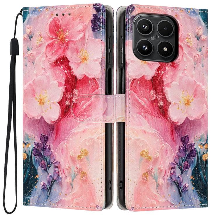 For Xiaomi 17 Colorful Painting Vegan Leather Phone Case with Lanyard(Oil Painting Flowers) - Immagine 1