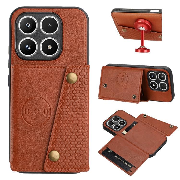 For Xiaomi 17 Double Buckle Card Slots Magnetic Phone Case(Brown) - Immagine 1