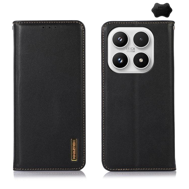 For Xiaomi 17 KHAZNEH Nappa Top Layer Cowhide Leather Phone Case(Black) - Immagine 1
