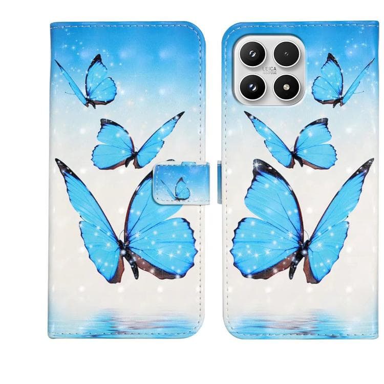 For Xiaomi 17 Oil Embossed 3D Drawing Leather Phone Case(3 Butterflies) - Immagine 1