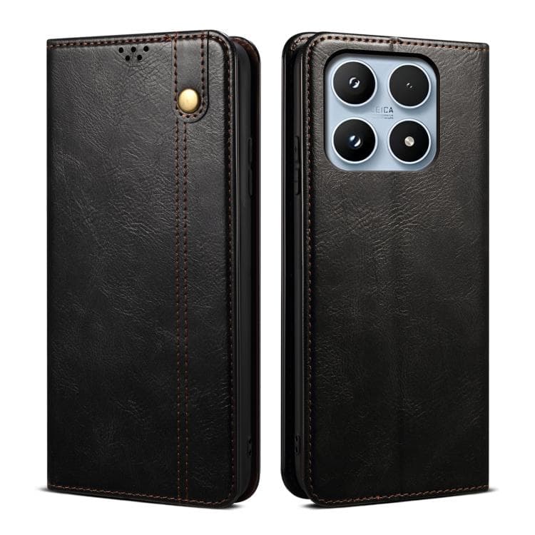 For Xiaomi 17 Oil Wax Crazy Horse Texture Leather Phone Case(Black) - Immagine 1