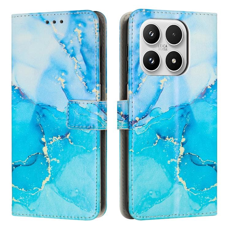 For Xiaomi 17 Painted Marble Pattern Leather Phone Case(Blue Green) - Immagine 1