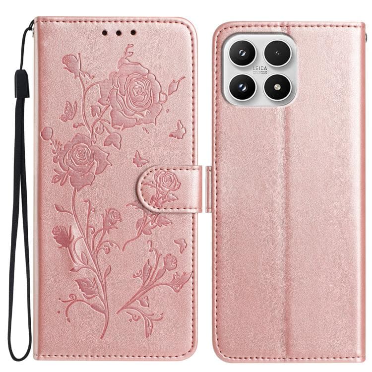 For Xiaomi 17 Rose Flower Embossing Pattern Leather Phone Case(Rose Gold) - Immagine 1