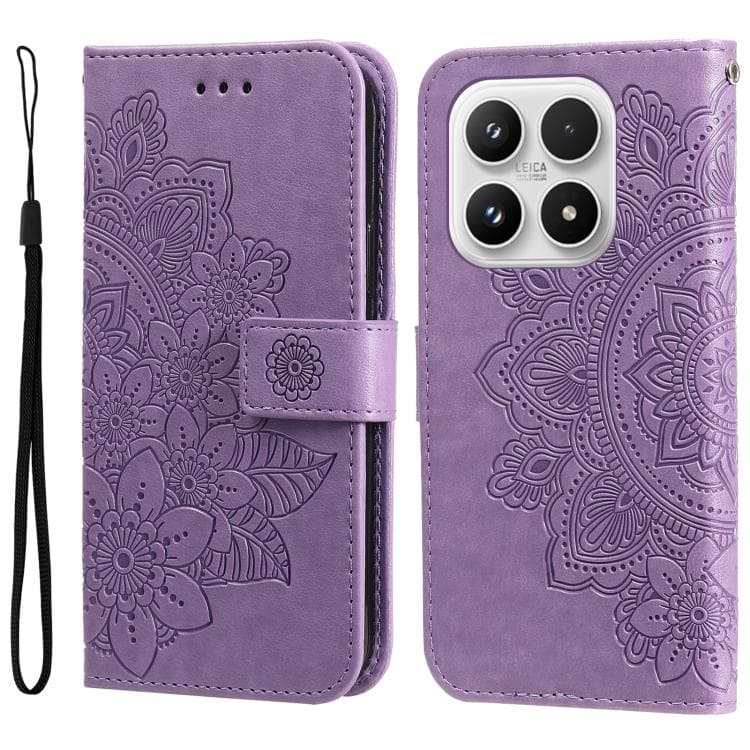 For Xiaomi 17 Seven-petal Flowers Embossing Leather Phone Case(Light Purple) - Immagine 1