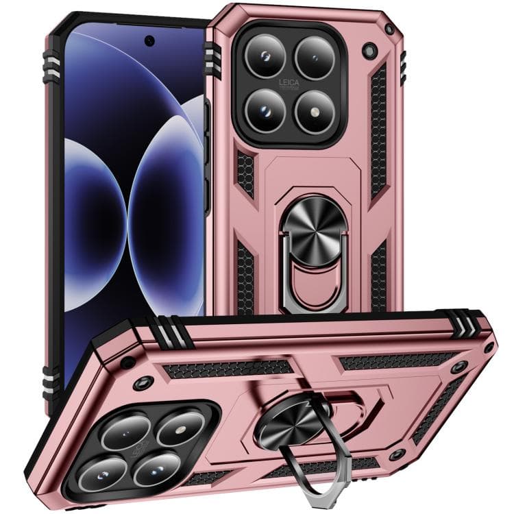 For Xiaomi 17 Shockproof TPU + PC Phone Case with Holder(Rose Gold) - Immagine 1