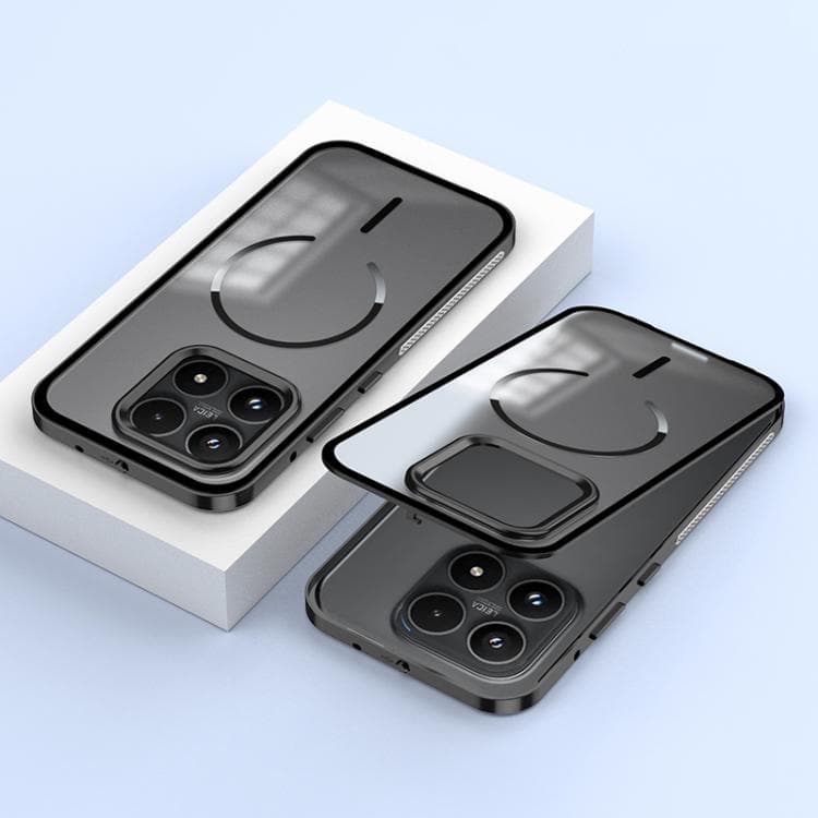 For Xiaomi 17 Single-sided Snap Buckle Metal Frame Frosted MagSafe Phone Case(Black) - Immagine 1