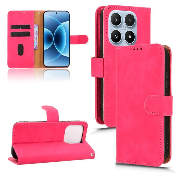 For Xiaomi 17 Skin Feel Magnetic Flip Leather Phone Case(Rose Red) - Immagine 1