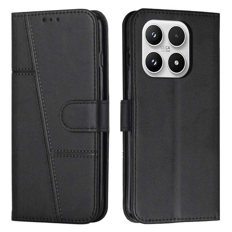 For Xiaomi 17 Stitching Calf Texture Buckle Leather Phone Case(Black) - Immagine 1