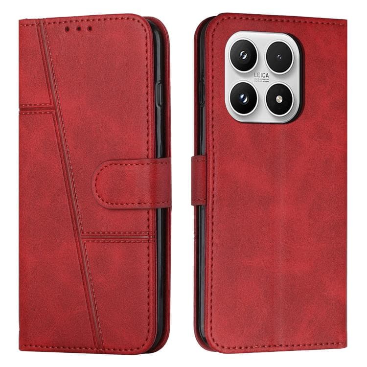 For Xiaomi 17 Stitching Calf Texture Buckle Leather Phone Case(Red) - Immagine 1