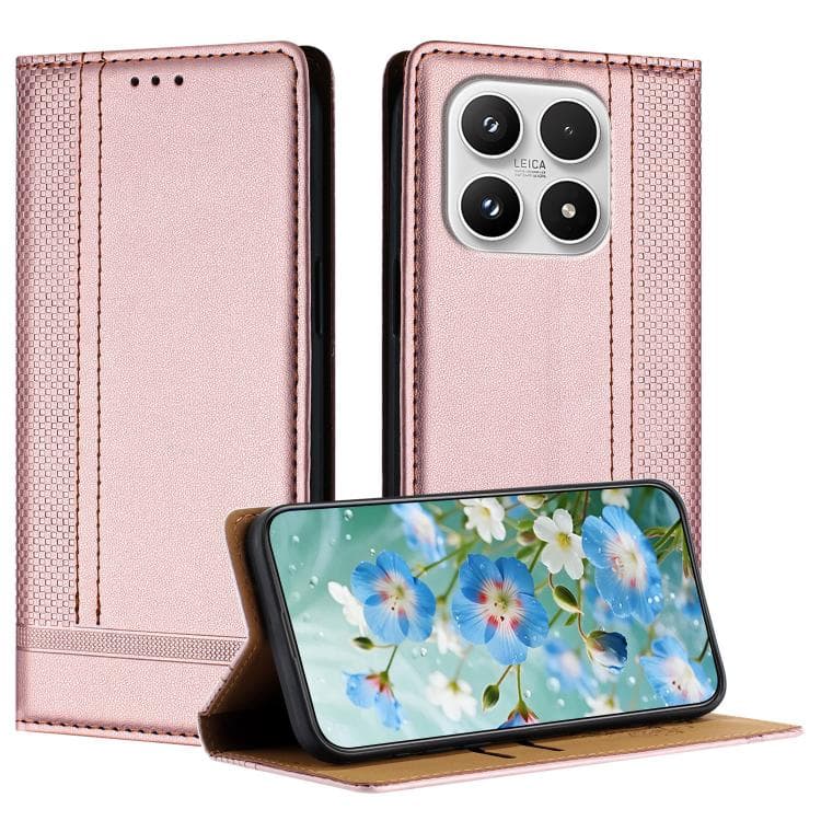 For Xiaomi 17 Stitching Design Scratch-Resistant Vegan Leather Phone Case(Rose Gold) - Immagine 1