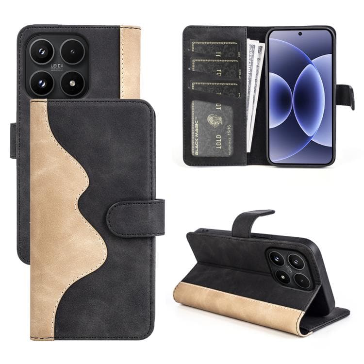 For Xiaomi 17 Stitching Horizontal Flip Leather Phone Case(Black) - Immagine 1