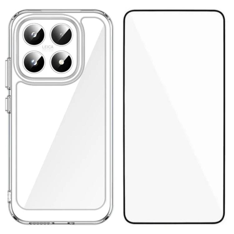 For Xiaomi 17 WANLONFENG Electroplated Buttons TPU Acrylic Phone Case with Screen Protector(Transparent) - Immagine 1
