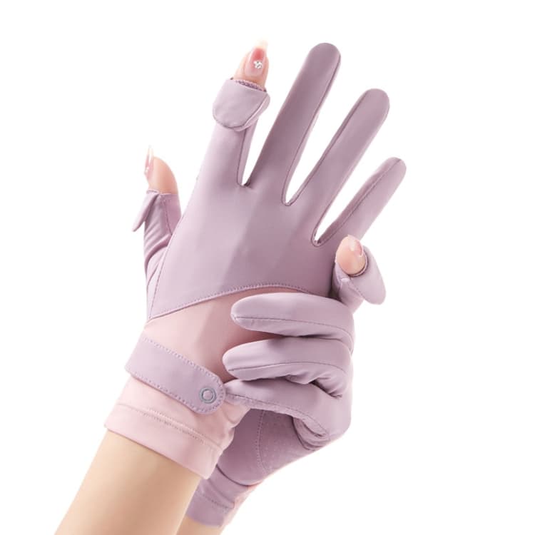 FSN02 1 paio Guanti sottili traspiranti in seta di ghiaccio resistenti ai raggi UV, antiscivolo, per ciclismo e guida, freschi, codice libero (rosa viola) - Immagine 1