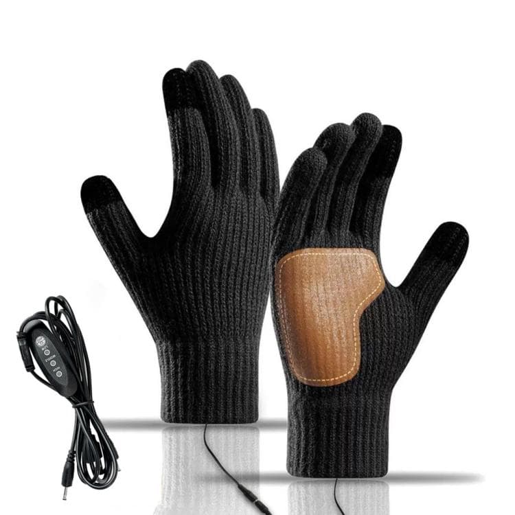 Guanti riscaldati a dita intere compatibili con touchscreen, guanti termici antiscivolo per uomo e donna, specifica: temperatura regolabile a 3 livelli, nero (taglia unica)
