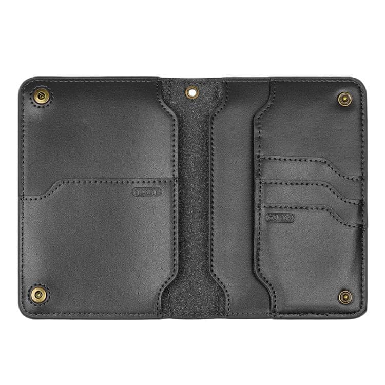 Genuine Leather Passport Card Holder ID/Boarding Pass Wallet with Card Slots & Ticket Pocket Black - Immagine 1