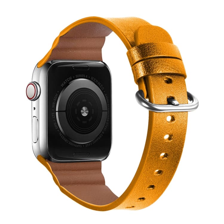 Cinturini in Pelle Genuina per Apple Watch Serie 7 41mm / 6 & SE & 5 & 4 40mm / 3 & 2 & 1 38mm (Giallo) - Immagine 1