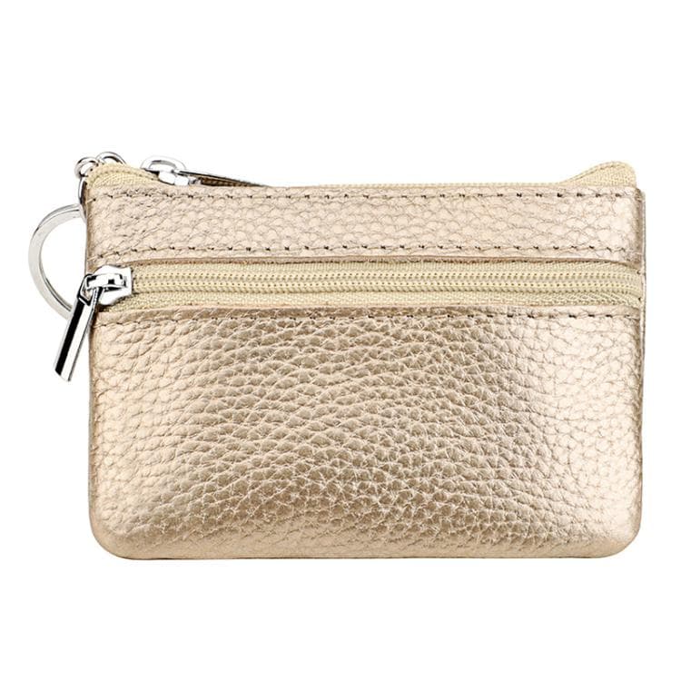 Genuine Leather Zipper Key Coin Purse(Champagne) - Immagine 1
