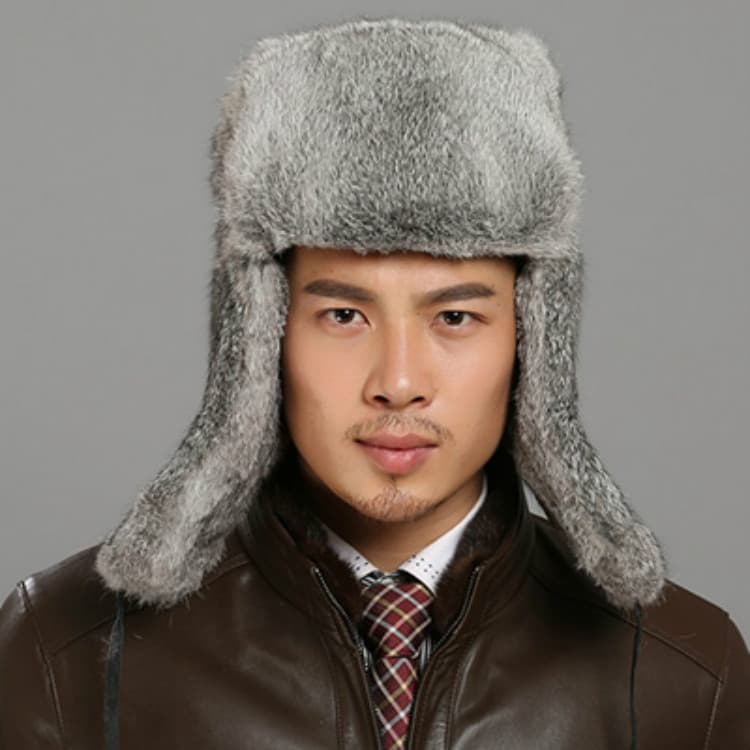 Cappello Bomber in Pelo di Coniglio Spesso e Caldo Autunno Inverno per Uomo, Taglia:XL - Immagine 1