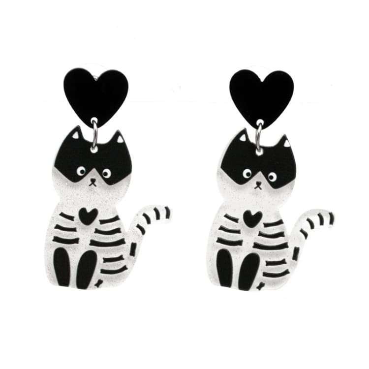 Orecchini acrilici di Halloween, gioielli festivi di personalità, stile: E000164 Gatto bianco - Immagine 1