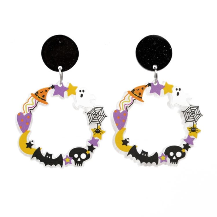 Orecchini in acrilico di Halloween, gioielli festivi di personalità, stile: E000167 Luna - Immagine 1