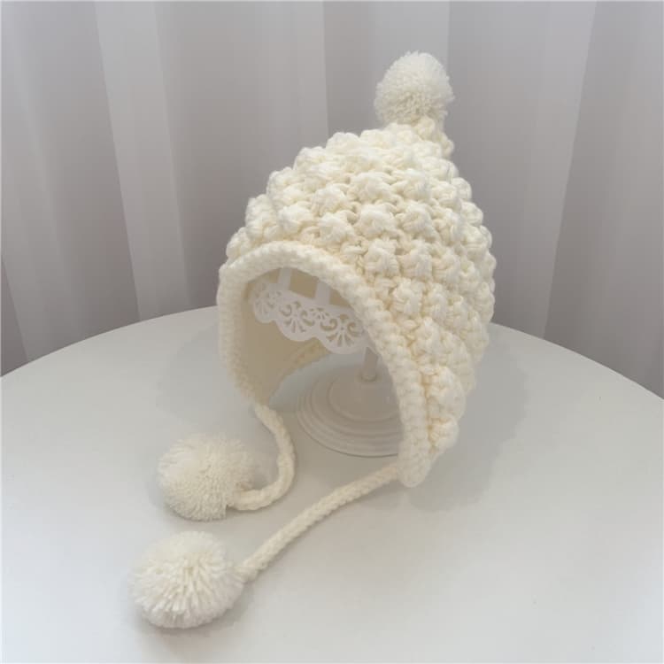 Cappello lavorato a mano per bambini con orecchie, autunno e inverno, spesso, a grana di ananas, in lana - Immagine 1