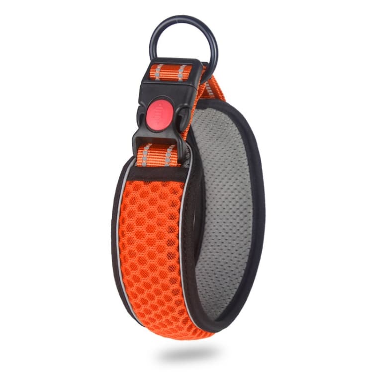 Collare a rete a nido d'ape per cani, collare traspirante riflettente anti-strangolamento L (Arancione fluorescente) - Immagine 1