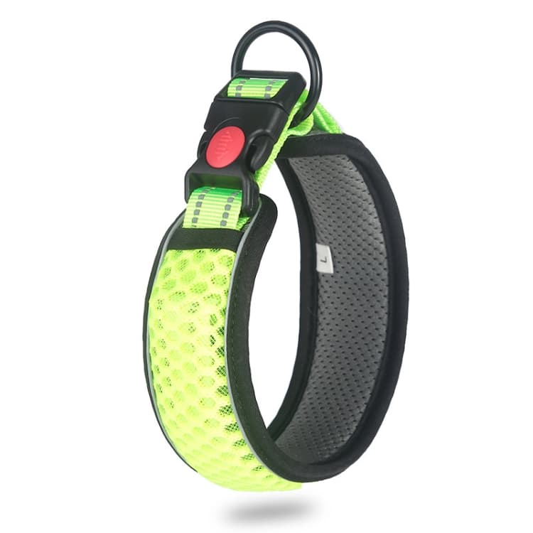 Collare a rete a nido d'ape per cani, collare traspirante riflettente anti-strangolamento XS (verde fluorescente) - Immagine 1
