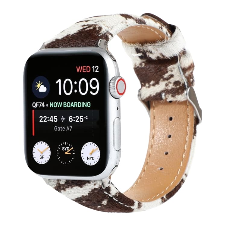 Cinturino per Orologio in Pelle con Stampa Leopardo e Crine di Cavallo Morbido per Apple Watch Ultra 49mm e Watch Ultra 2 49mm / Series 9&8&7 45mm / SE 3&SE 2&6&SE&5&4 44mm / 3&2&1 42mm(1) - Immagine 1
