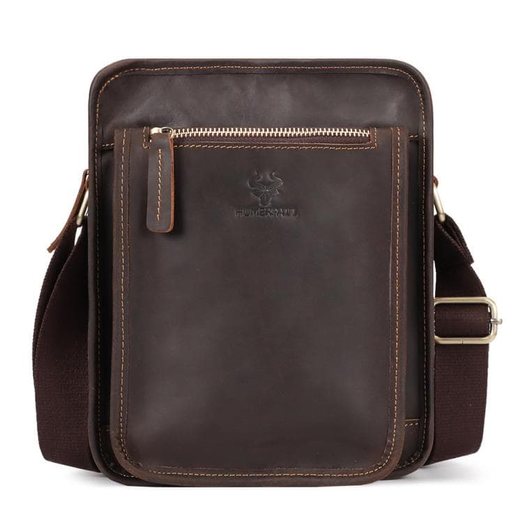 HUMERPAUL MH702 Men Vertical Crossbody Bag Casual Leather Shoulder Bag(Brown) - Immagine 1