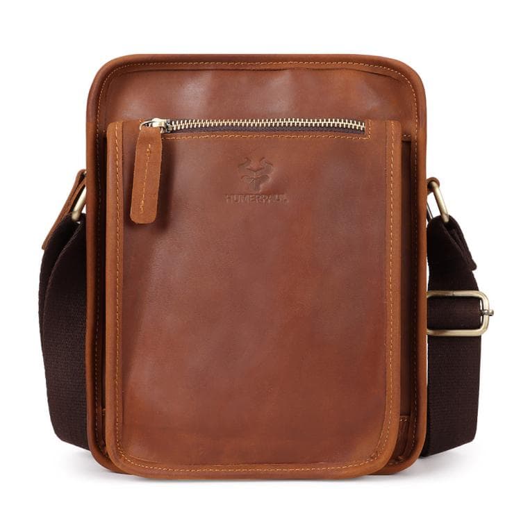 HUMERPAUL MH702 Men Vertical Crossbody Bag Casual Leather Shoulder Bag(Light Brown) - Immagine 1