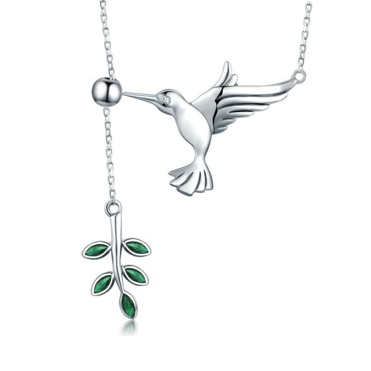 Collana in argento S925 con ciondolo colibrì e zirconi - Immagine 1