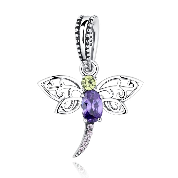 Bracciale piccolo con ciondolo in argento S925 Serie Insetti, ciondolo personalizzato a forma di libellula - Immagine 1